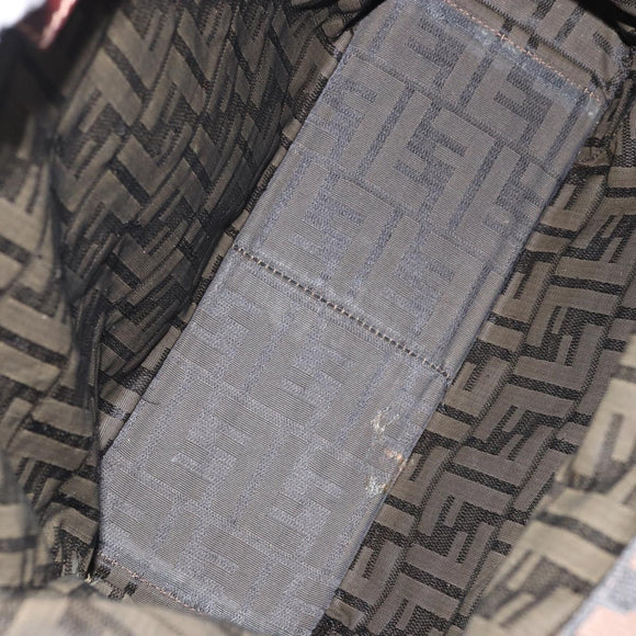 FENDI Zucca Canvas Tote Bag Black Brown Auth bs31385