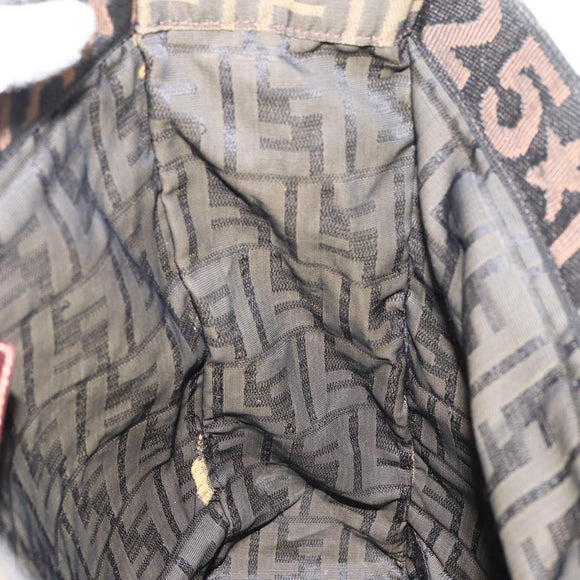 FENDI Zucca Canvas Tote Bag Black Brown Auth bs31385