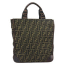 FENDI Zucca Canvas Tote Bag Black Brown Auth bs31385-13