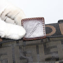 FENDI Zucca Canvas Tote Bag Black Brown Auth bs31385-12