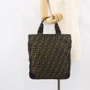 FENDI Zucca Canvas Tote Bag Black Brown Auth bs31385-21