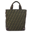 FENDI Zucca Canvas Tote Bag Black Brown Auth bs31385-2