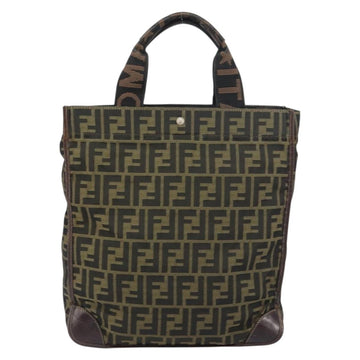 FENDI Zucca Canvas Tote Bag Black Brown Auth bs31385 - 0
