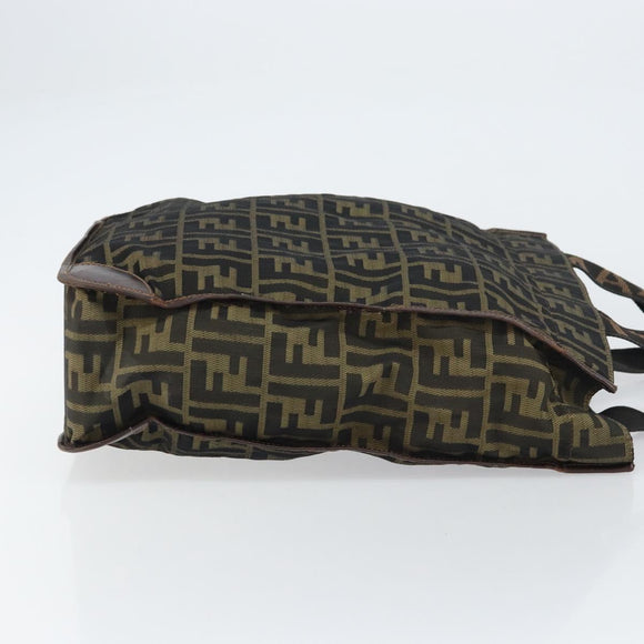 FENDI Zucca Canvas Tote Bag Black Brown Auth bs31385