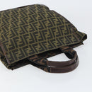 FENDI Zucca Canvas Tote Bag Black Brown Auth bs31385-6
