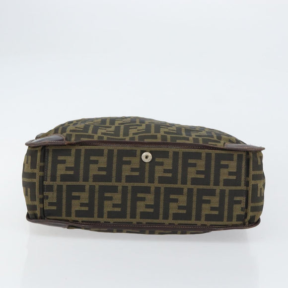 FENDI Zucca Canvas Tote Bag Black Brown Auth bs31385