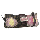 FENDI Zucca Canvas Mamma Baguette Shoulder Bag Black Brown Auth bs31386-1