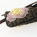 FENDI Zucca Canvas Mamma Baguette Shoulder Bag Black Brown Auth bs31386-14