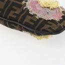 FENDI Zucca Canvas Mamma Baguette Shoulder Bag Black Brown Auth bs31386-15