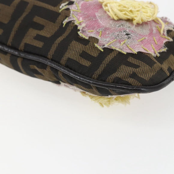 FENDI Zucca Canvas Mamma Baguette Shoulder Bag Black Brown Auth bs31386