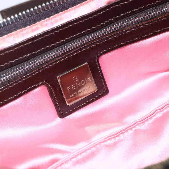 FENDI Zucca Canvas Mamma Baguette Shoulder Bag Black Brown Auth bs31386