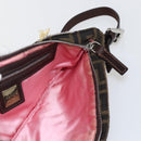 FENDI Zucca Canvas Mamma Baguette Shoulder Bag Black Brown Auth bs31386-19