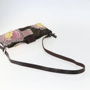 FENDI Zucca Canvas Mamma Baguette Shoulder Bag Black Brown Auth bs31386-7