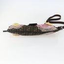 FENDI Zucca Canvas Mamma Baguette Shoulder Bag Black Brown Auth bs31386-5