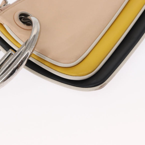 FENDI Triplet Clutch Bag Leather Multicolor Silver Auth bs31387