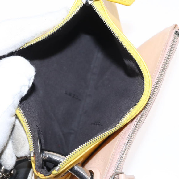 FENDI Triplet Clutch Bag Leather Multicolor Silver Auth bs31387