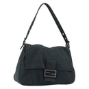 FENDI Mamma Baguette Shoulder Bag Cotton Gray Auth bs31388-1