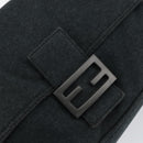 FENDI Mamma Baguette Shoulder Bag Cotton Gray Auth bs31388-18