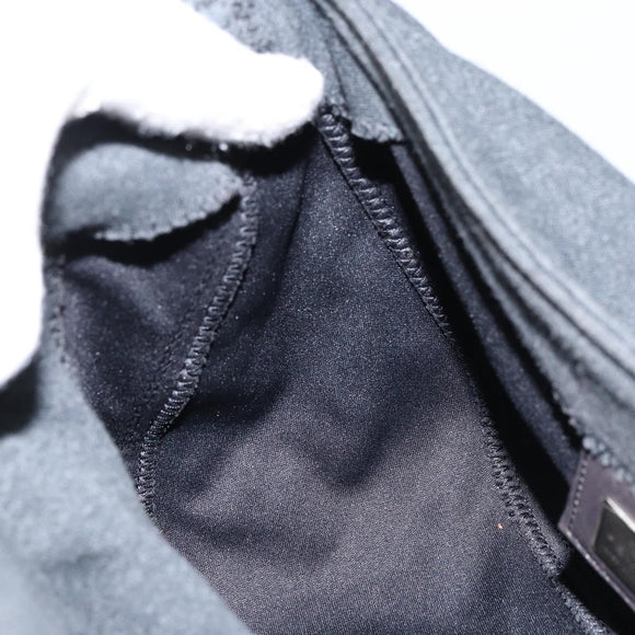 FENDI Mamma Baguette Shoulder Bag Cotton Gray Auth bs31388