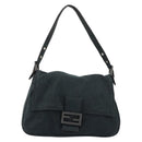 FENDI Mamma Baguette Shoulder Bag Cotton Gray Auth bs31388-13