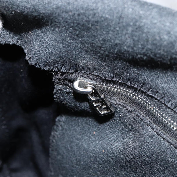 FENDI Mamma Baguette Shoulder Bag Cotton Gray Auth bs31388