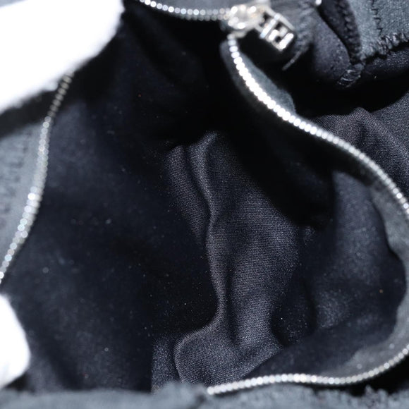 FENDI Mamma Baguette Shoulder Bag Cotton Gray Auth bs31388