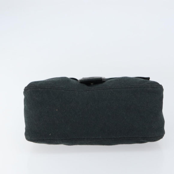 FENDI Mamma Baguette Shoulder Bag Cotton Gray Auth bs31388