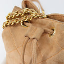 PRADA Chain Shoulder Bag Suede Orange Gold Auth bs31389-18