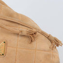 PRADA Chain Shoulder Bag Suede Orange Gold Auth bs31389-9