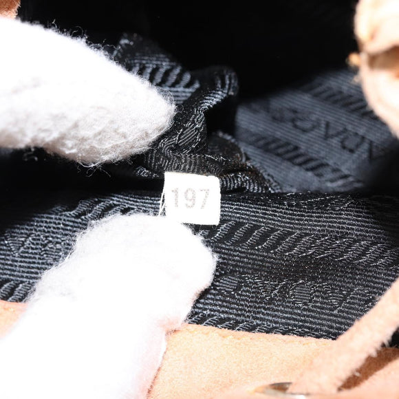 PRADA Chain Shoulder Bag Suede Orange Gold Auth bs31389