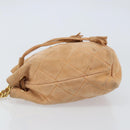 PRADA Chain Shoulder Bag Suede Orange Gold Auth bs31389-4