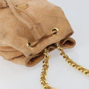 PRADA Chain Shoulder Bag Suede Orange Gold Auth bs31389-6