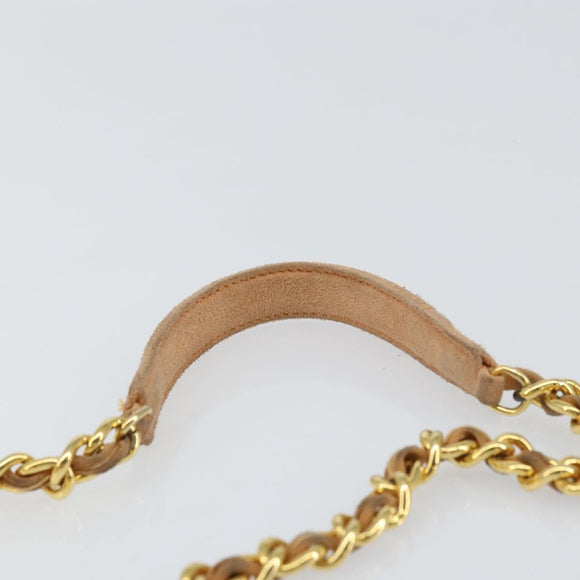 PRADA Chain Shoulder Bag Suede Orange Gold Auth bs31389