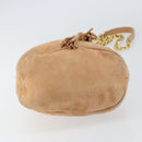 PRADA Chain Shoulder Bag Suede Orange Gold Auth bs31389-5