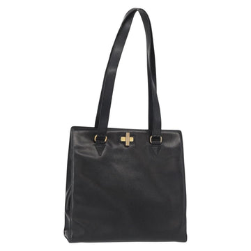 CELINE Tote Bag Leather Black Gold Auth bs31390