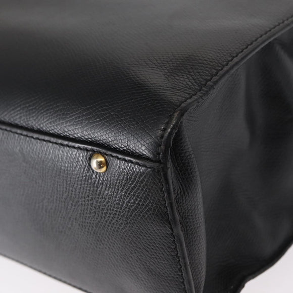 CELINE Tote Bag Leather Black Gold Auth bs31390