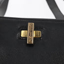 CELINE Tote Bag Leather Black Gold Auth bs31390-14