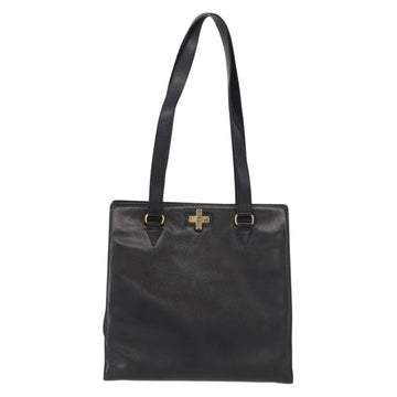 CELINE Tote Bag Leather Black Gold Auth bs31390 - 0