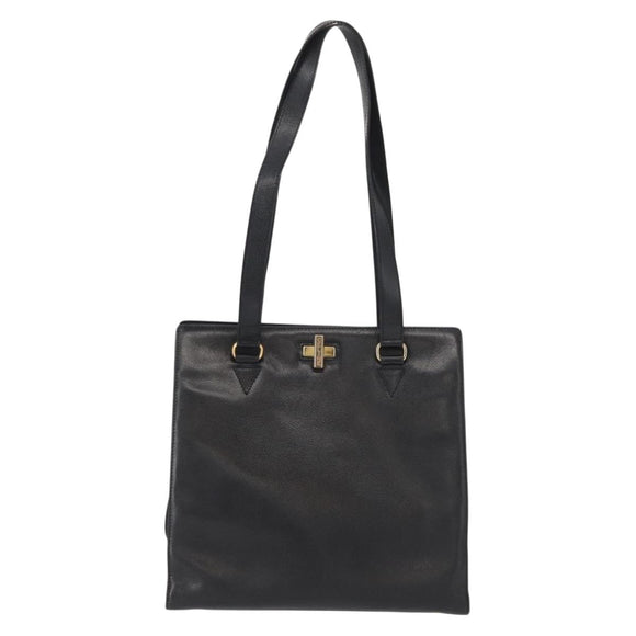 CELINE Tote Bag Leather Black Gold Auth bs31390
