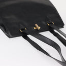 CELINE Tote Bag Leather Black Gold Auth bs31390-6