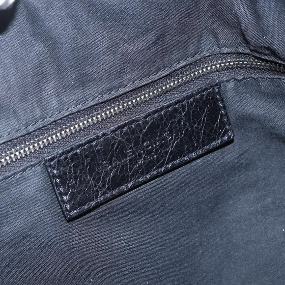 BALENCIAGA Business Bag Leather Black Silver Auth bs31393