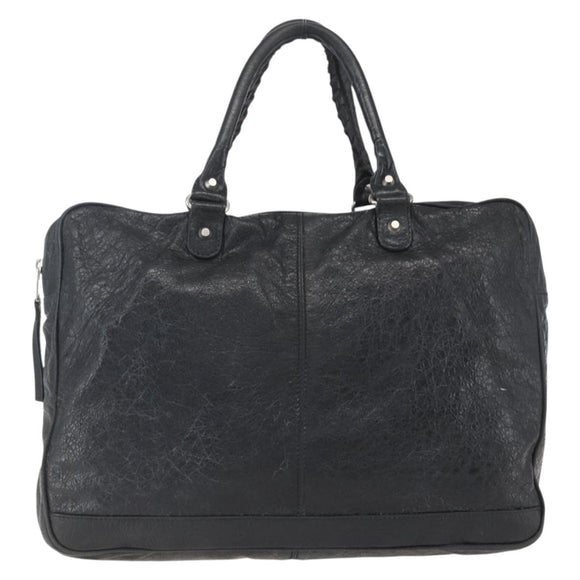 BALENCIAGA Business Bag Leather Black Silver Auth bs31393