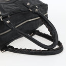 BALENCIAGA Business Bag Leather Black Silver Auth bs31393-7