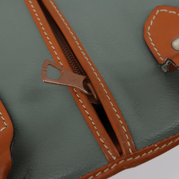 VALENTINO Garment Cover Leather Green Gold Auth bs31394