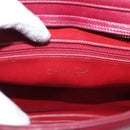 CHANEL Triple Coco Chain Shoulder Bag Lamb Skin Red Gold CC Auth bs31395-15