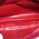 CHANEL Triple Coco Chain Shoulder Bag Lamb Skin Red Gold CC Auth bs31395-16