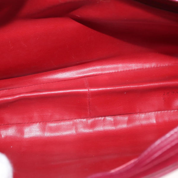 CHANEL Triple Coco Chain Shoulder Bag Lamb Skin Red Gold CC Auth bs31395