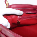 CHANEL Triple Coco Chain Shoulder Bag Lamb Skin Red Gold CC Auth bs31395-19