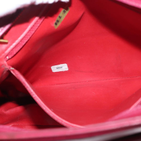 CHANEL Triple Coco Chain Shoulder Bag Lamb Skin Red Gold CC Auth bs31395