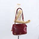 CHANEL Triple Coco Chain Shoulder Bag Lamb Skin Red Gold CC Auth bs31395-23